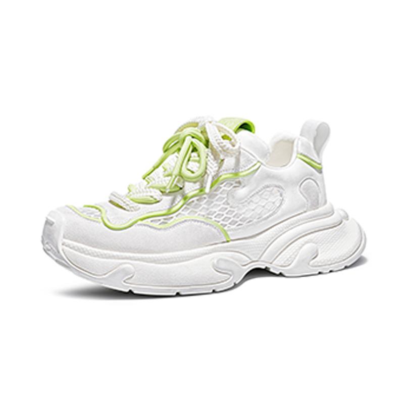 Opp France White Summer Leather Versatile Unisex Dad Shoes Thick Soled Breathable Casual Shoes