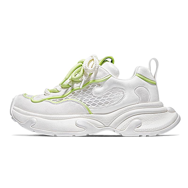 opp france White summer leather versatile unisex dad shoes thick soled breathable casual shoes