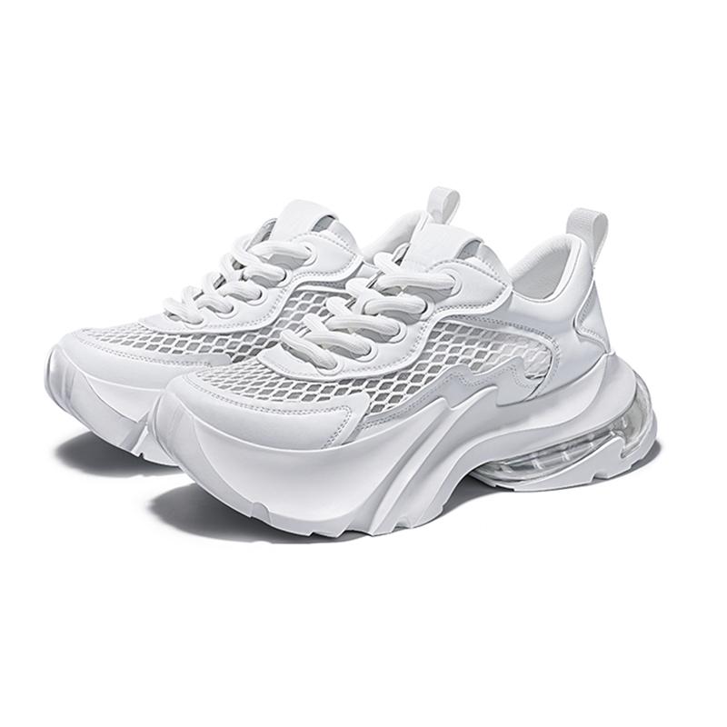 Opp France White Summer Thick Soled Unisex Sports And Leisure Shoes With Mesh And Breathable Dad Shoes