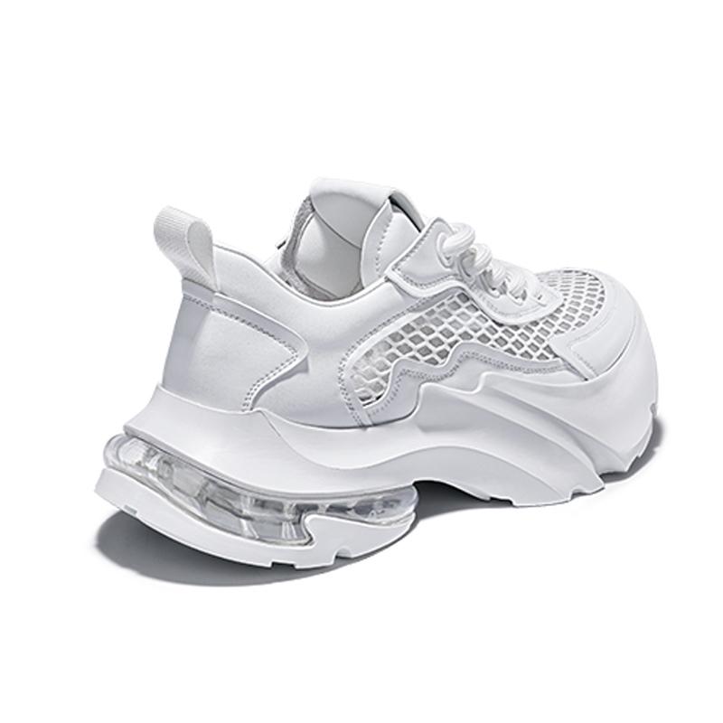 Opp France White Summer Thick Soled Unisex Sports And Leisure Shoes With Mesh And Breathable Dad Shoes