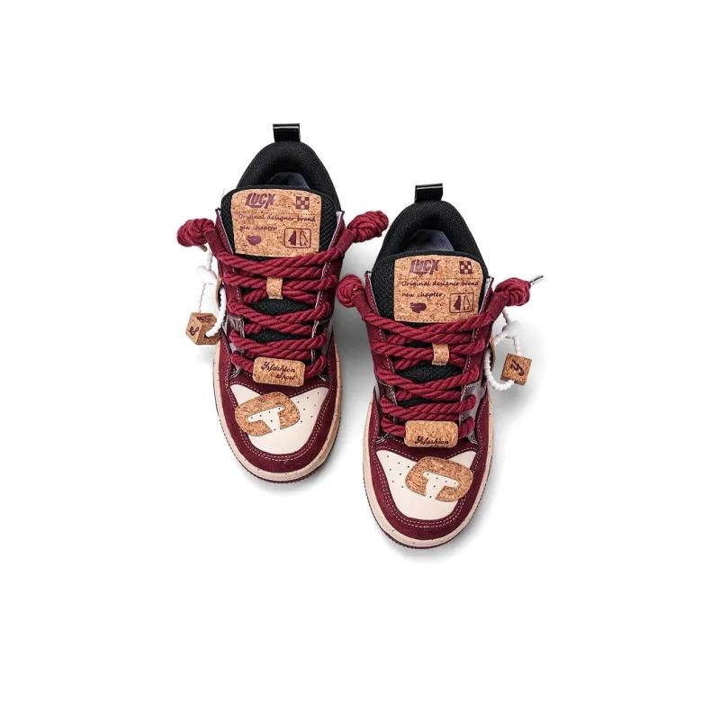 Opp France Wine Red Retro Trend Breathable And Wear-resistant Unisex Board Shoes Casual Shoes