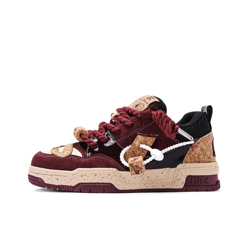 opp france Wine red retro trend breathable and wear-resistant unisex board shoes casual shoes