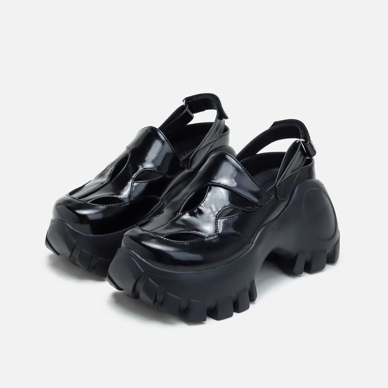 Opp France Women Black Height Increasing Leather Shoes