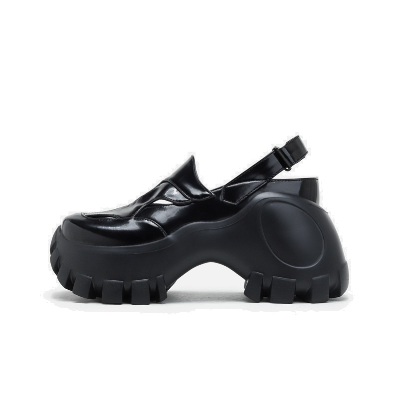 opp france Women Black Height Increasing Leather Shoes