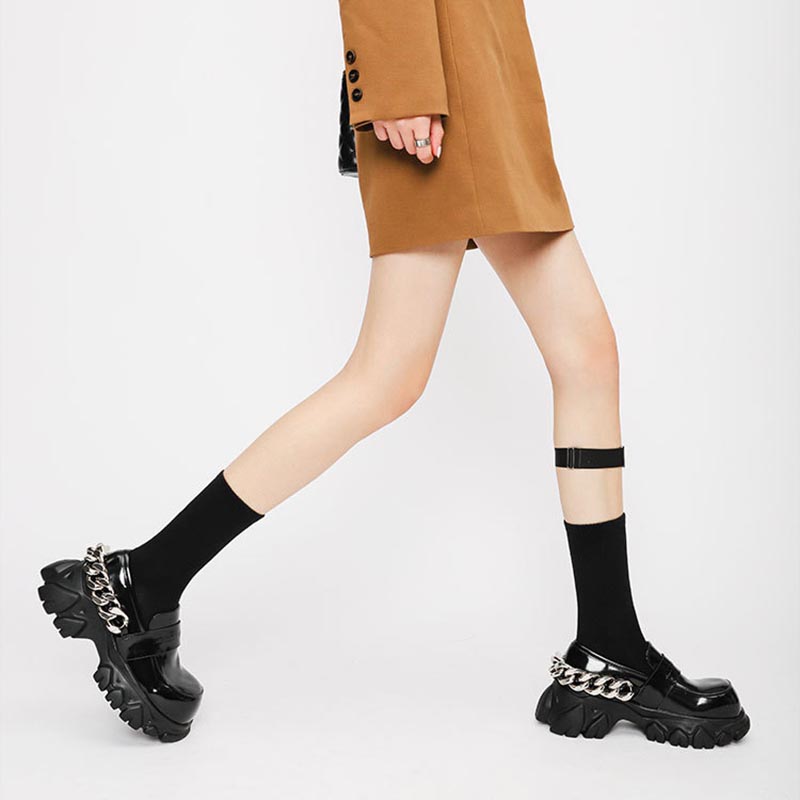 Opp France Women British Patent Leather Shoes Black