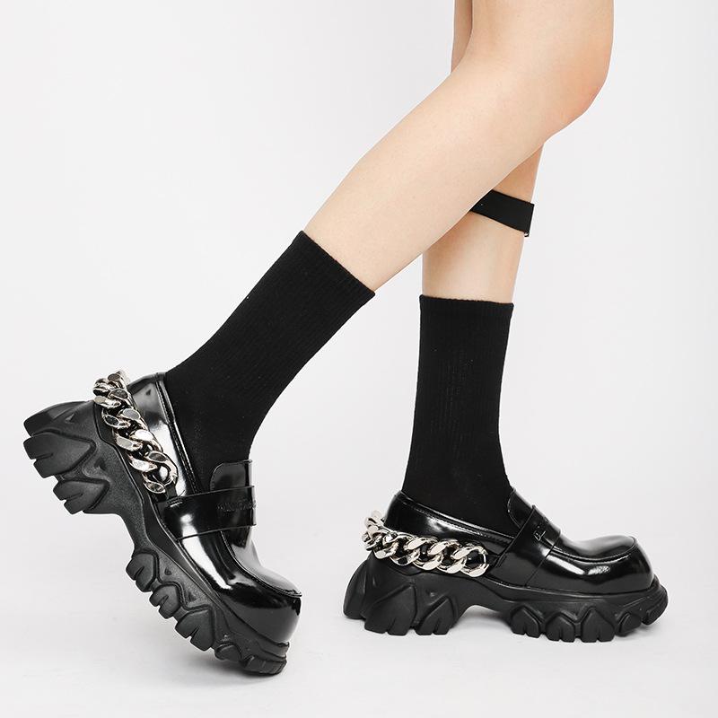 Opp France Women British Patent Leather Shoes Black