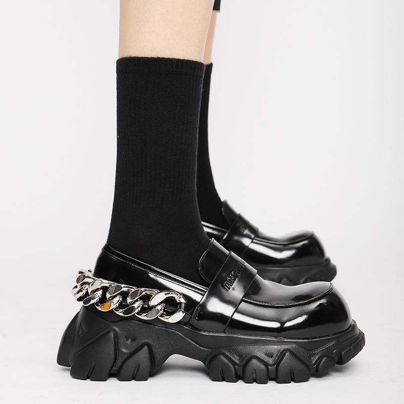 Opp France Women British Patent Leather Shoes Black