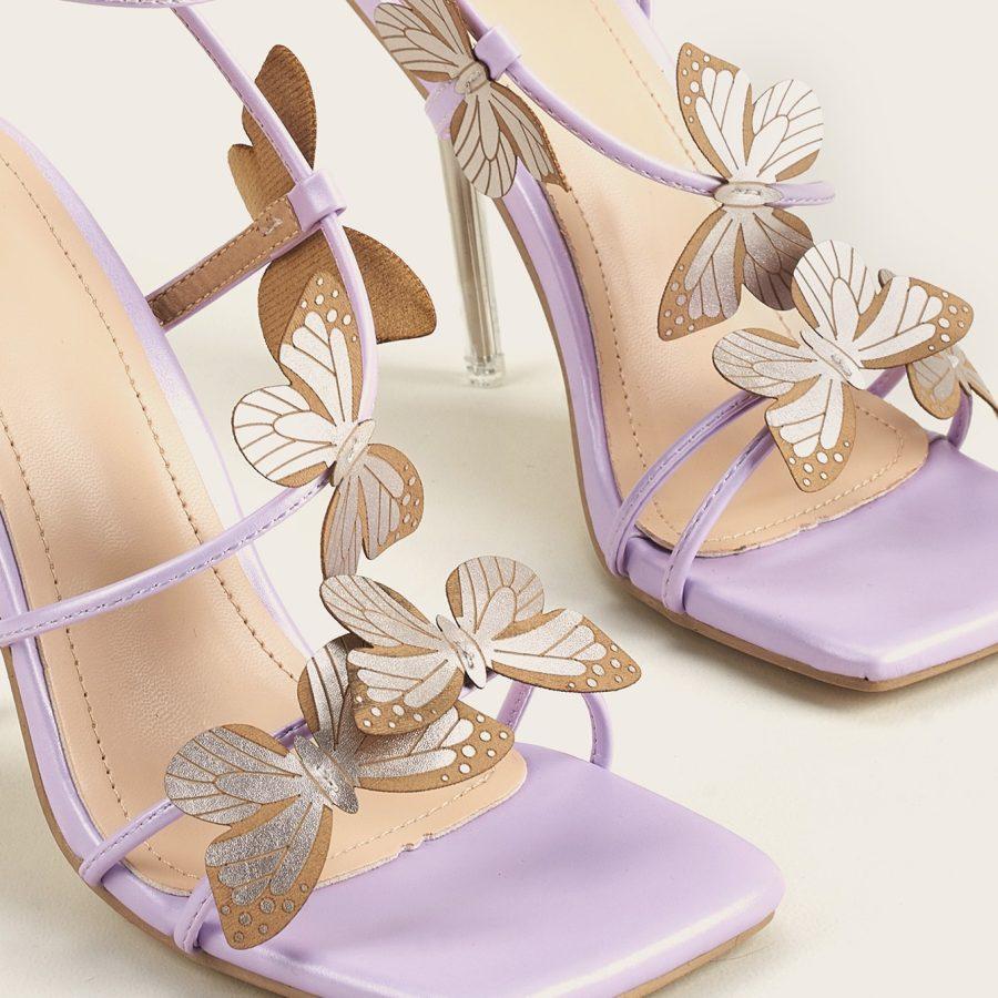 Opp France Women Butterfly Crystal High Heel Sandals