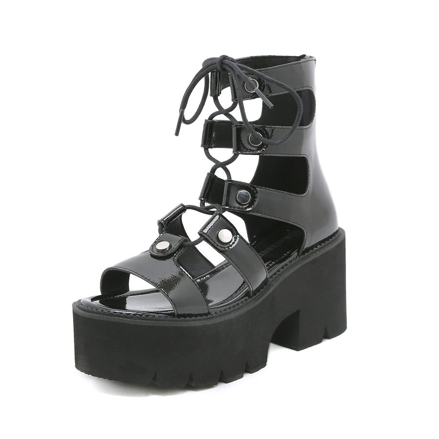 opp france Women Cross Strap Cutout Platform Sandals