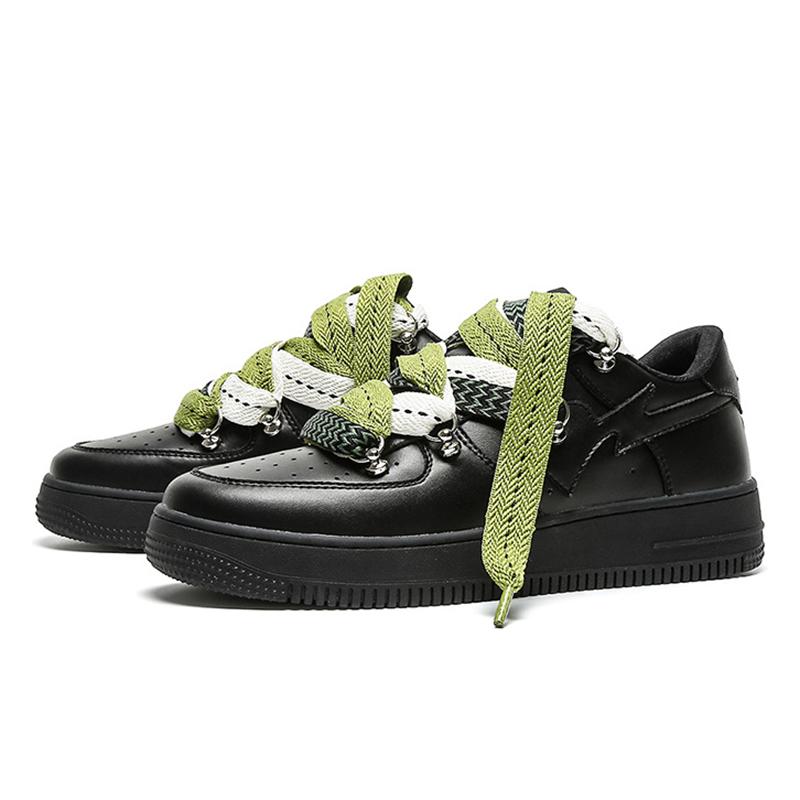 opp france Women Lace-up Platform Casual Shoes Black