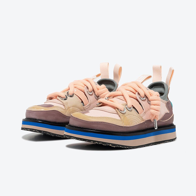 Opp France Women Lace-up Printed Thick Sole For Height Increase Sneakers Light Pink