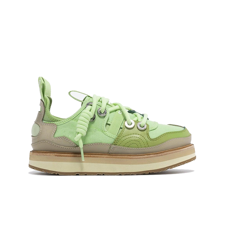 opp france Women Lace-up Printed Thick Sole for Height Increase Sneakers Green