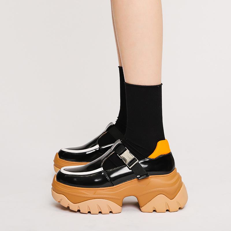 Opp France Women Platform Color Block Leather Shoes