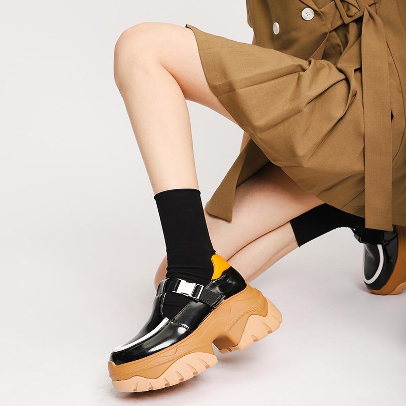 Opp France Women Platform Color Block Leather Shoes