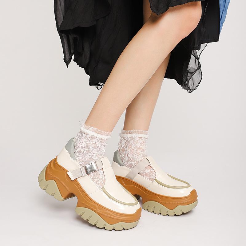 Opp France Women Platform Color Block Leather Shoes