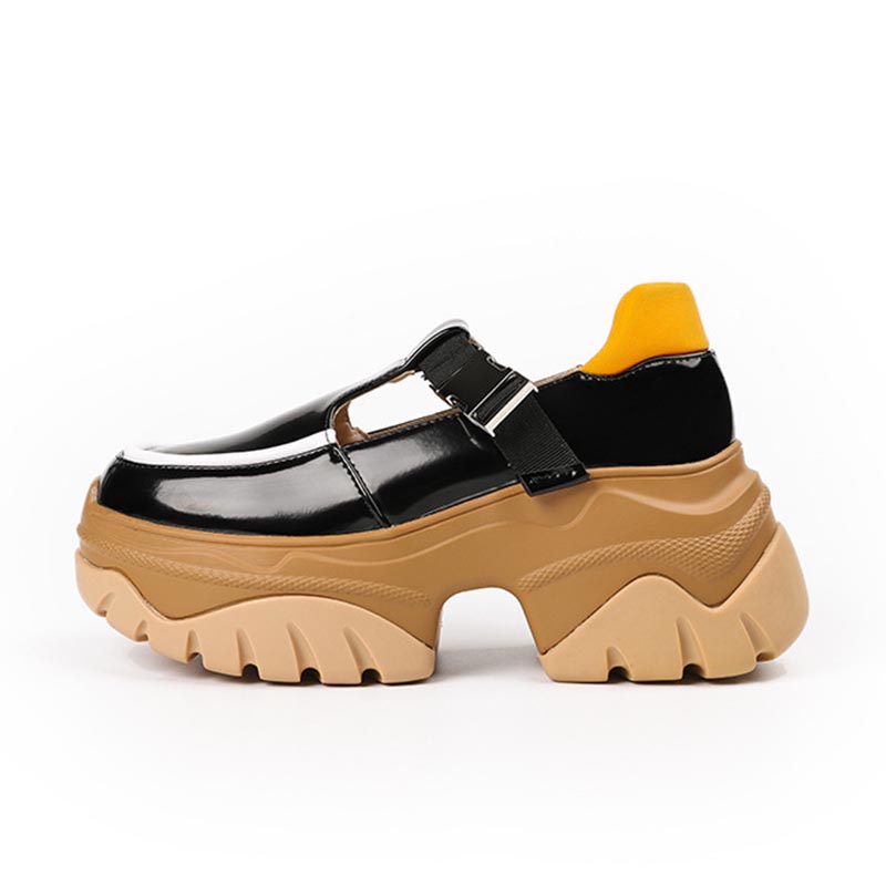 opp france Women Platform Color Block Leather Shoes