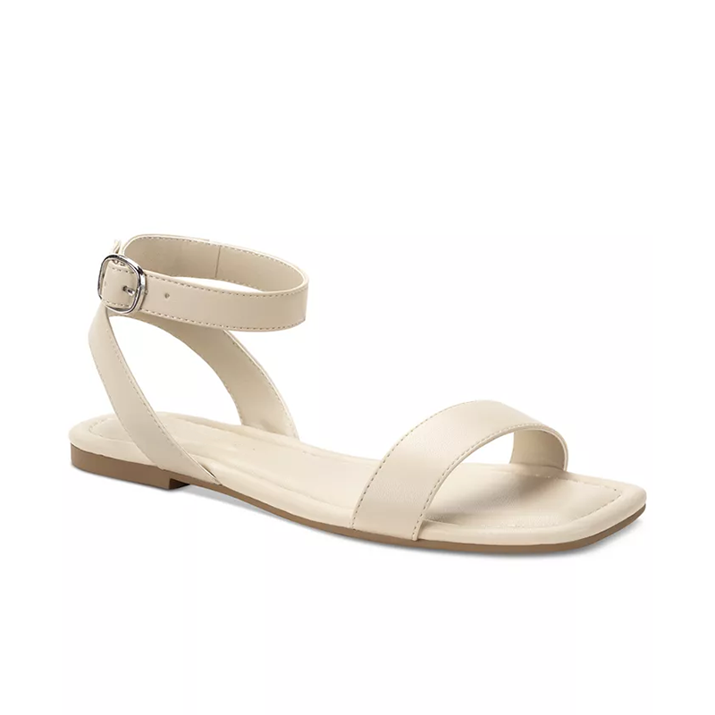 Opp France Women’s Ankle Strap Flat Sandals Eggshell