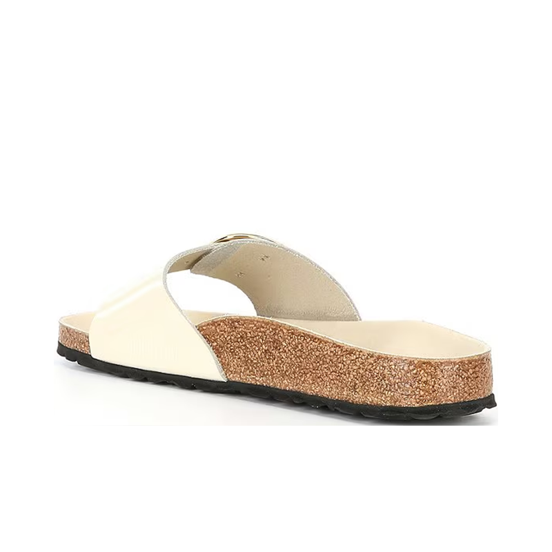 Opp France Women’s Big Buckle Leather Sandals Thick-soled Non-slip Ecru