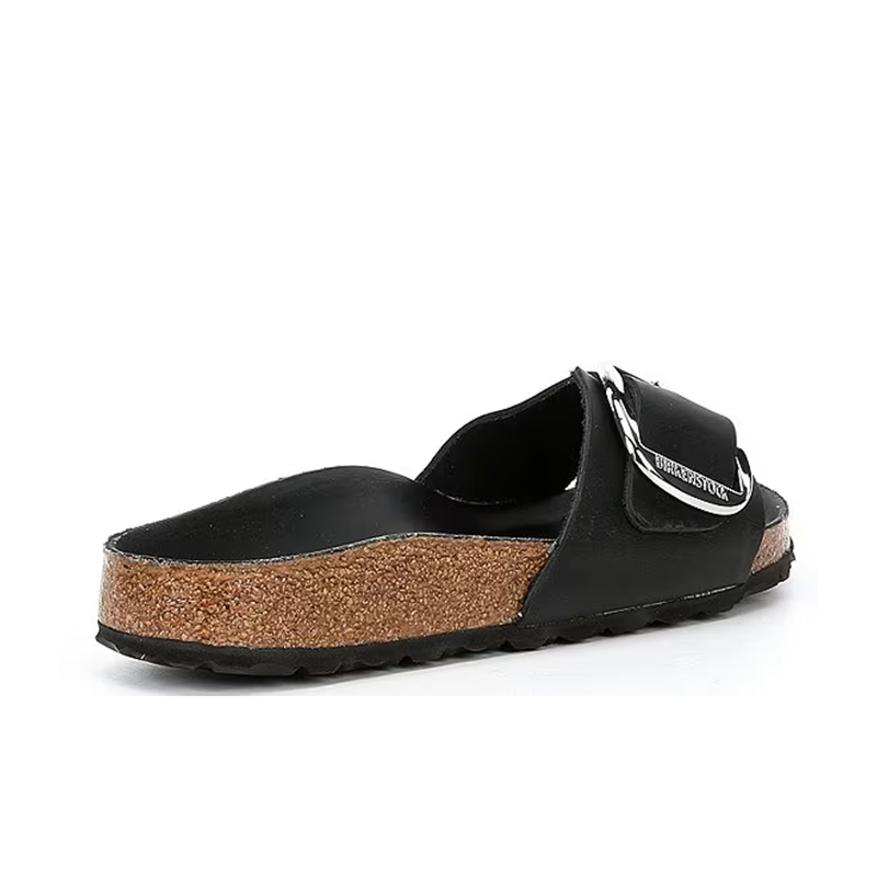 Opp France Women’s Big Buckle Leather Thick-soled Sandals Black