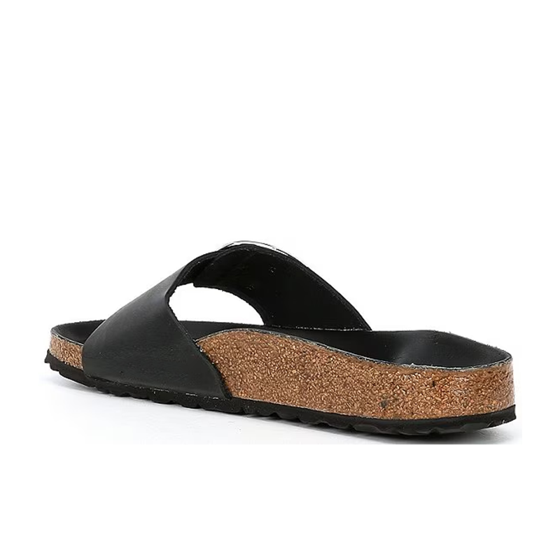 Opp France Women’s Big Buckle Leather Thick-soled Sandals Black