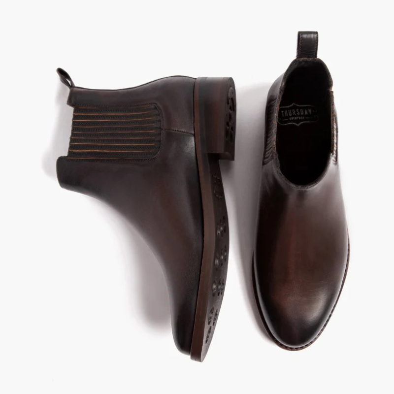 Opp France Women’s British Style Low Heel Leather Short Boots Black Coffee