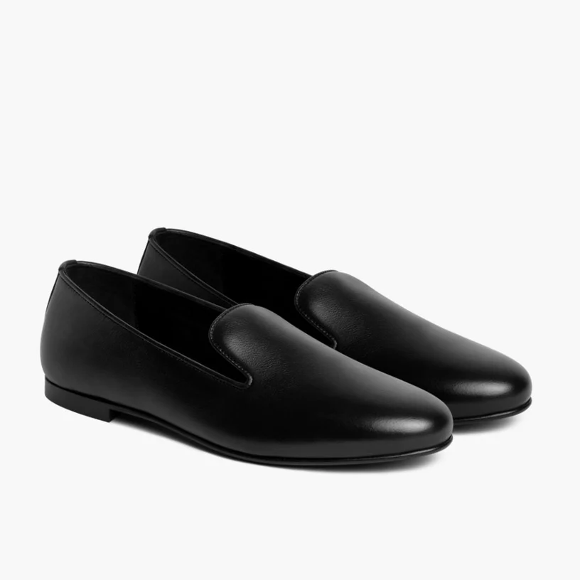 Opp France Women’s Full Leather Nround Toe Slip-on Flat Casual Shoes Black