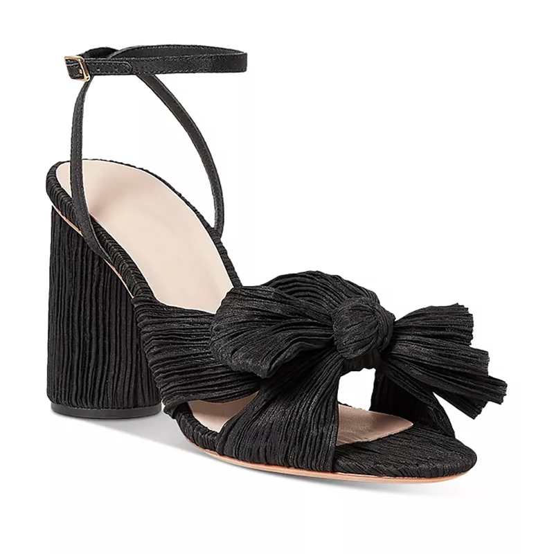 Opp France Women’s High-heeled Camellia Bow Sandals Black