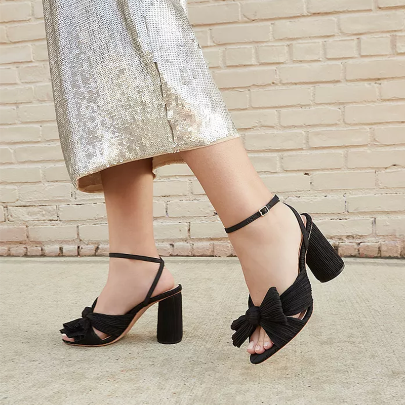 Opp France Women’s High-heeled Camellia Bow Sandals Black