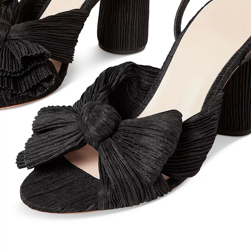 Opp France Women’s High-heeled Camellia Bow Sandals Black