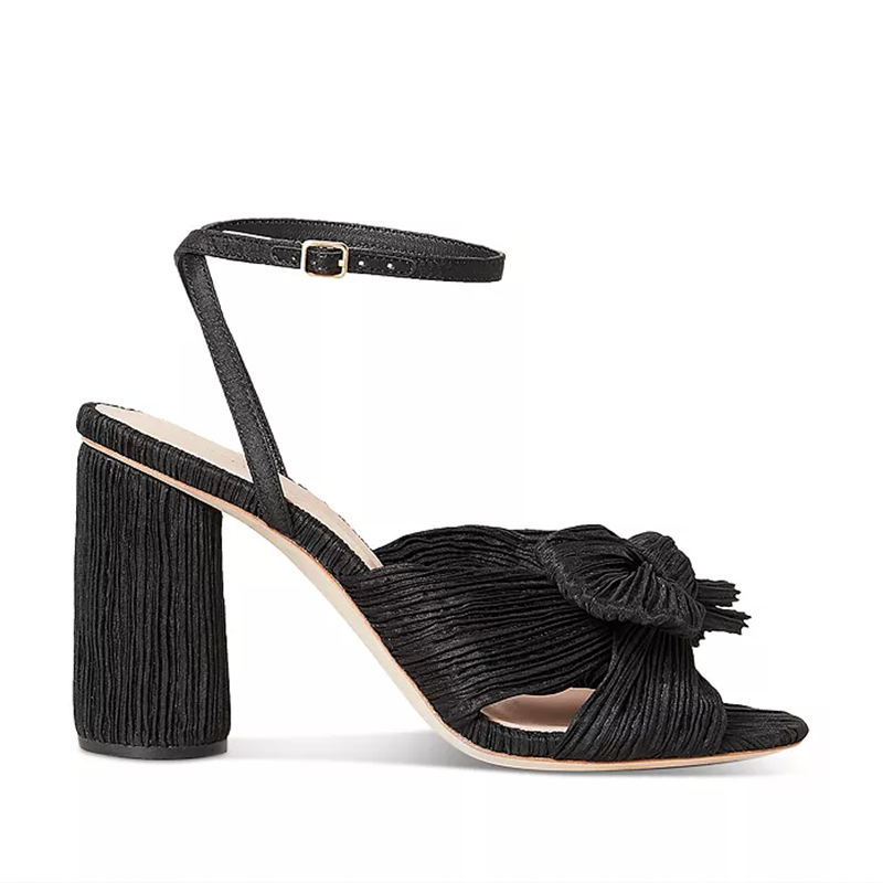 opp france Women’s High-heeled Camellia Bow Sandals Black