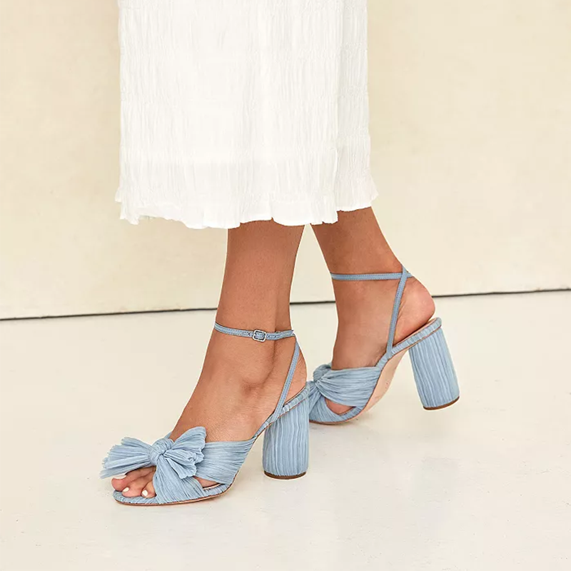 Opp France Women’s High-heeled Camellia Bow Sandals Blue