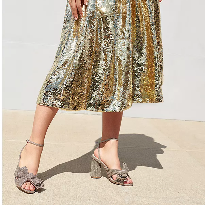 Opp France Women’s High-heeled Camellia Bow Sandals Champagne