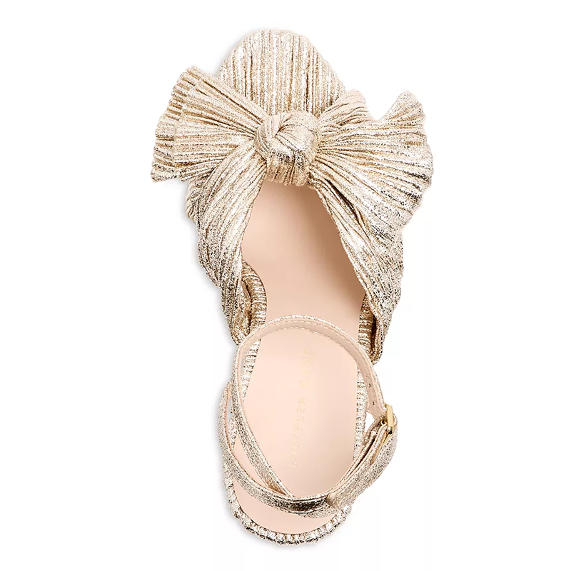 Opp France Women’s High-heeled Camellia Bow Sandals Champagne