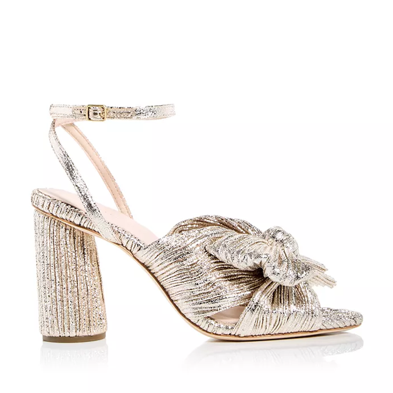 opp france Women’s High-heeled Camellia Bow Sandals Champagne