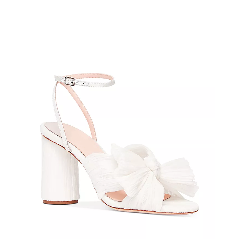 Opp France Women’s High-heeled Camellia Bow Sandals Pearl