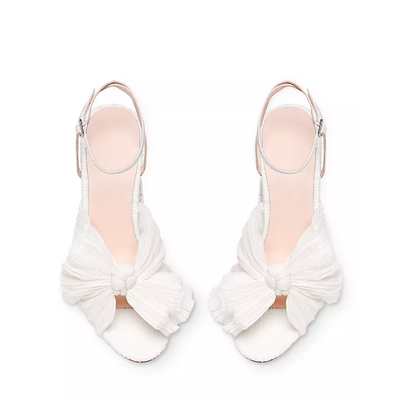 Opp France Women’s High-heeled Camellia Bow Sandals Pearl