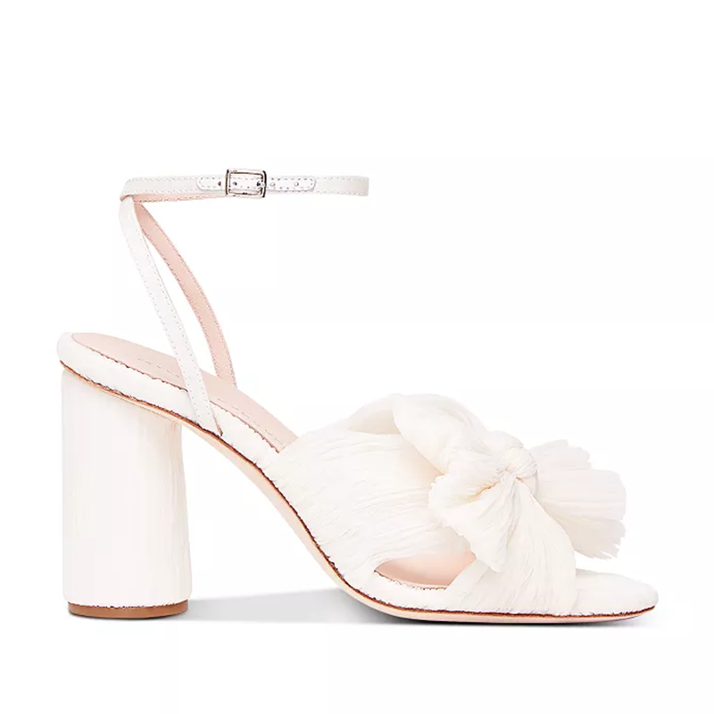 opp france Women’s High-heeled Camellia Bow Sandals Pearl