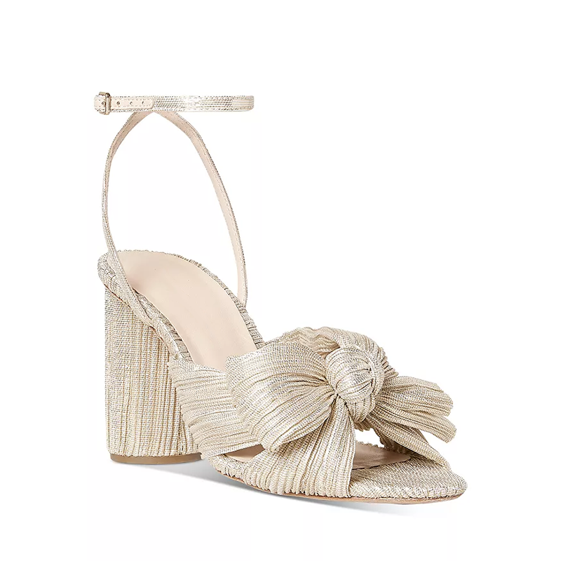 Opp France Women’s High-heeled Camellia Bow Sandals Platinum