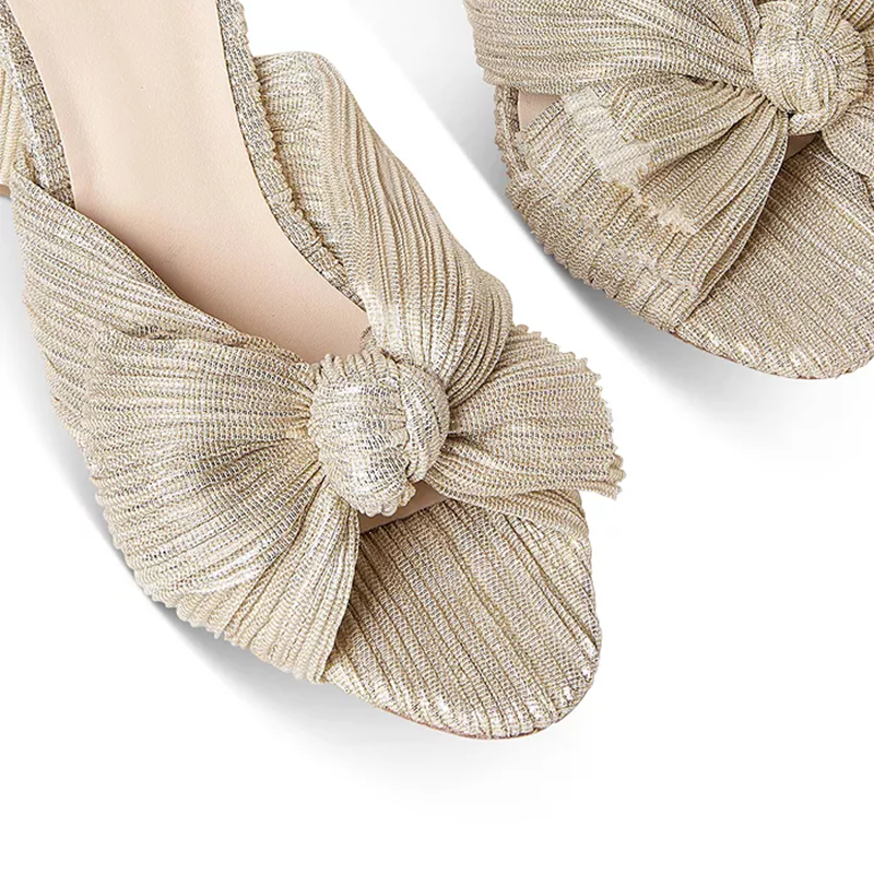 Opp France Women’s High-heeled Camellia Bow Sandals Platinum