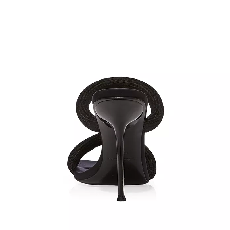 Opp France Women’s High-heeled Tubular Webbing Sandals Black