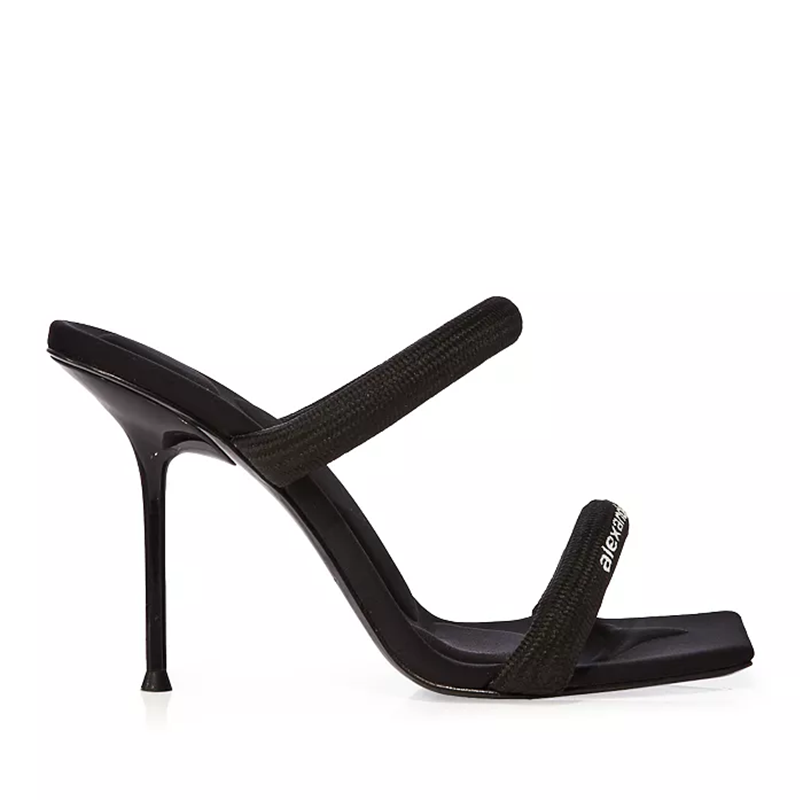 opp france Women’s High-heeled Tubular Webbing Sandals Black