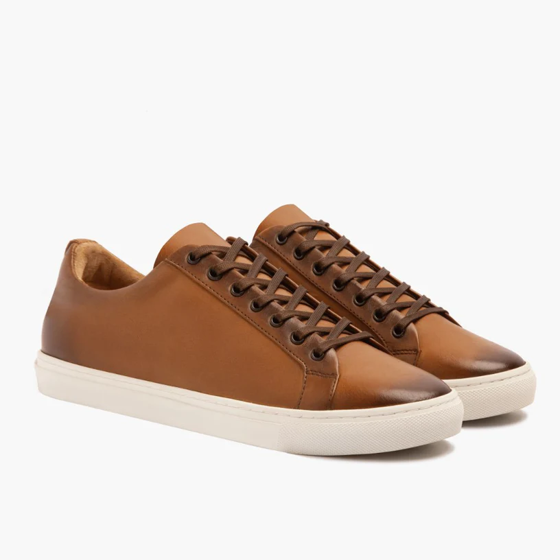 Opp France Women’s Lace-up Non-slip Soft Leather Casual Shoes Toffee