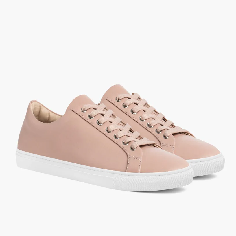 Opp France Women’s Lace-up Non-slip Soft Leather Casual Shoes Blush