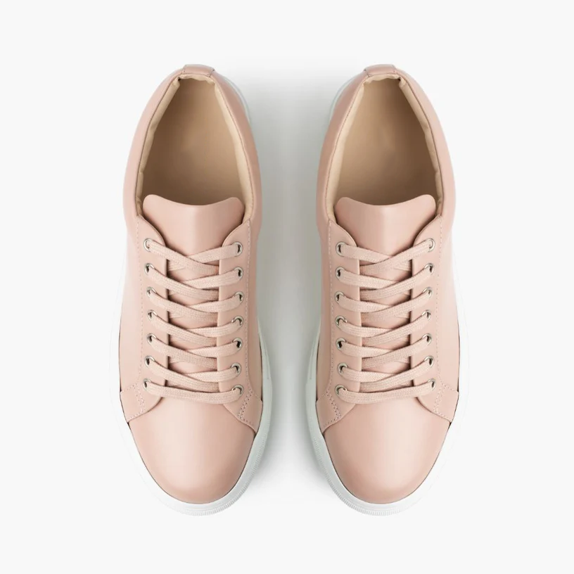 Opp France Women’s Lace-up Non-slip Soft Leather Casual Shoes Blush
