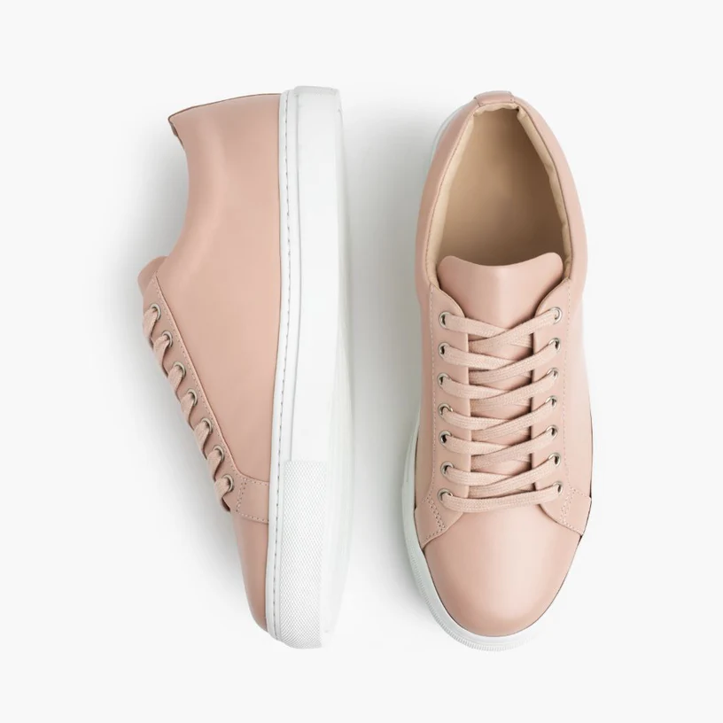 Opp France Women’s Lace-up Non-slip Soft Leather Casual Shoes Blush