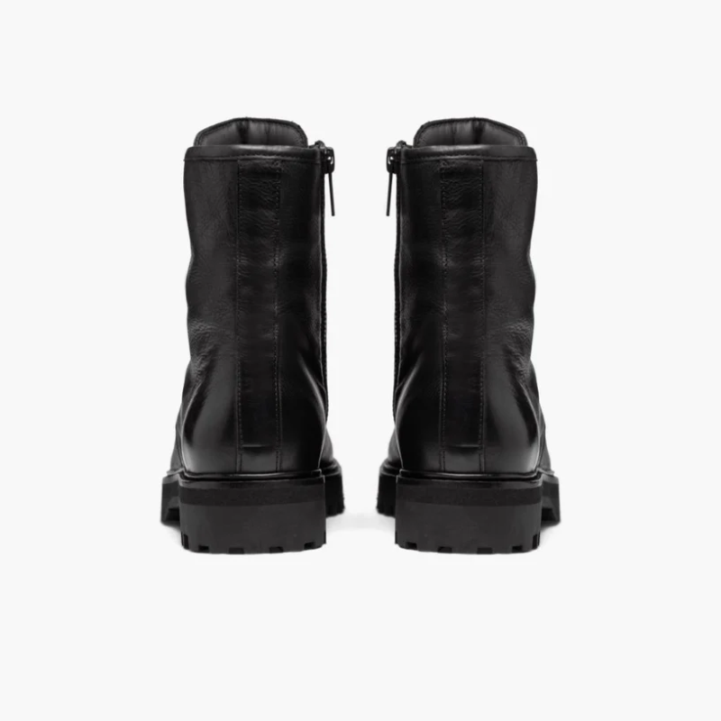 Opp France Women’s Lace-up Thick-soled Mid-tube Fashionable Martin Boots Black