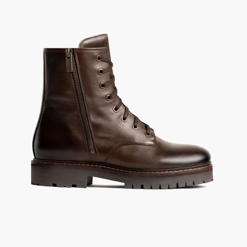 Opp France Women’s Lace-up Thick-soled Mid-tube Fashionable Martin Boots Java