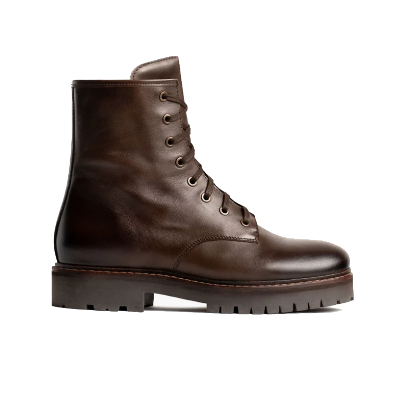 opp france Women’s Lace-up Thick-soled Mid-tube Fashionable Martin Boots Java