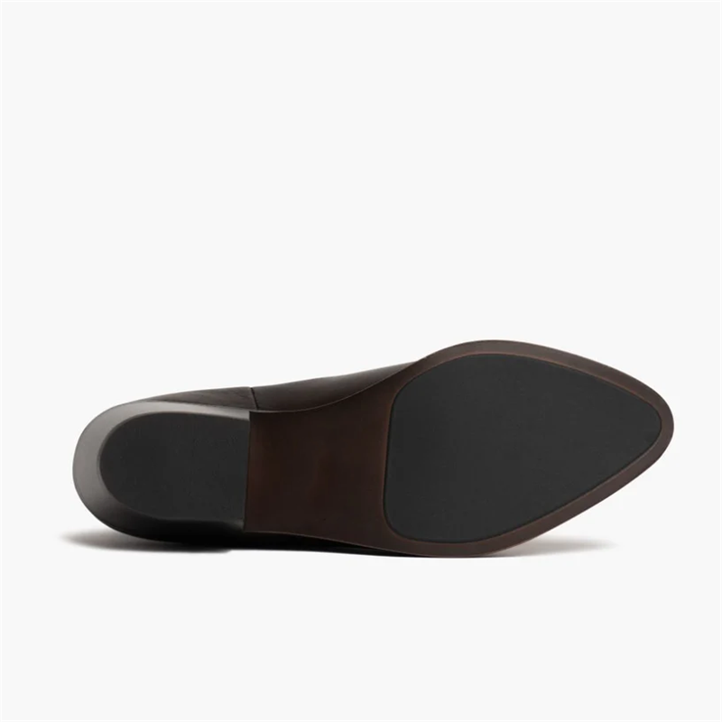 Opp France Women’s Leather Mid-heel Thick-soled Elastic Slip-on Boots Old English