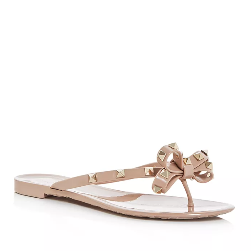 Opp France Women’s Low-heeled Summer Rockstud Slippers Sandals Poudre